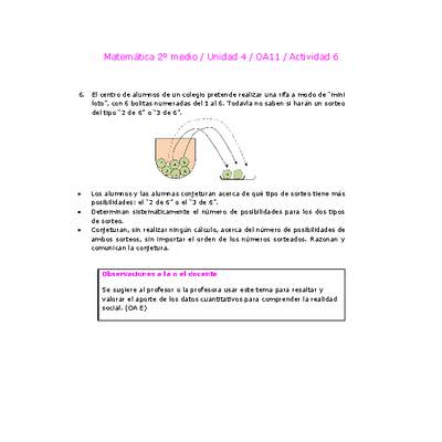 Matemática 2 medio-Unidad 4-OA11-Actividad 6 Matemática 2 medio-Unidad 4-OA11-Actividad 6