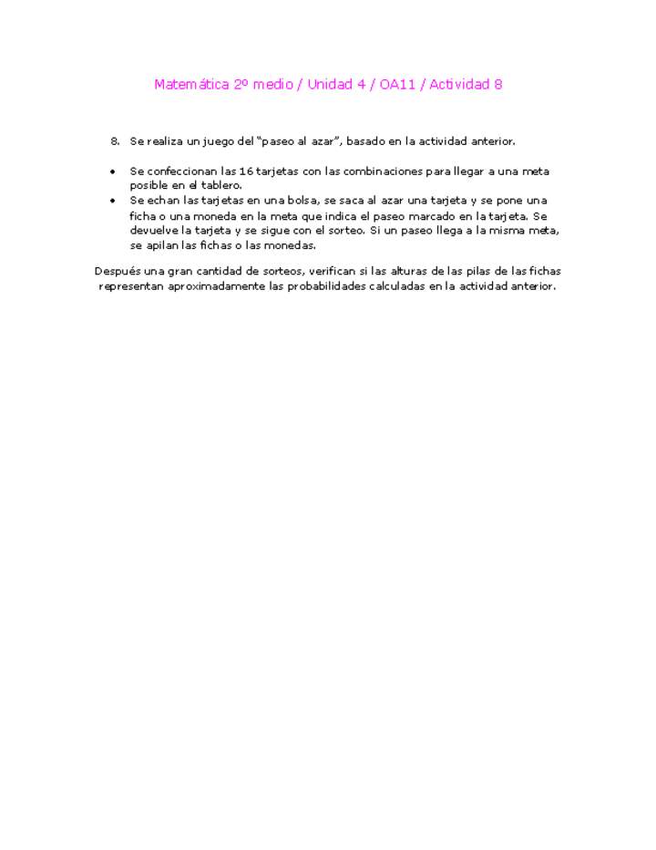 Matemática 2 medio-Unidad 4-OA11-Actividad 8 Matemática 2 medio-Unidad 4-OA11-Actividad 8