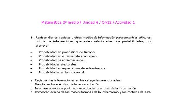 Matemática 2 medio-Unidad 4-OA12-Actividad 1 Matemática 2 medio-Unidad 4-OA12-Actividad 1