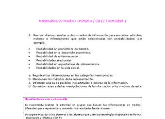Matemática 2 medio-Unidad 4-OA12-Actividad 1 Matemática 2 medio-Unidad 4-OA12-Actividad 1