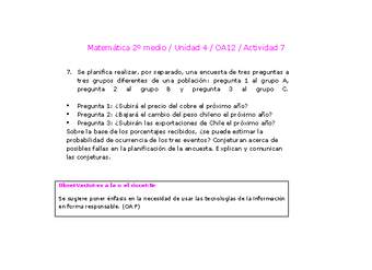 Matemática 2 medio-Unidad 4-OA12-Actividad 7 Matemática 2 medio-Unidad 4-OA12-Actividad 7