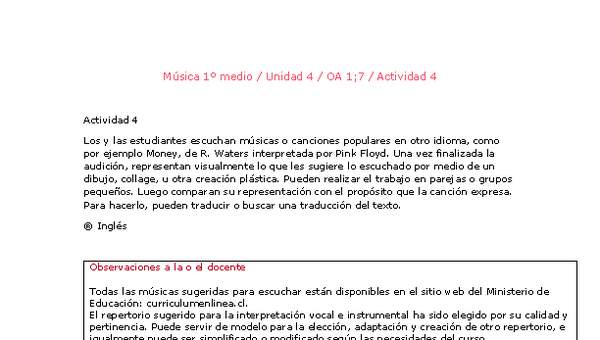 Artes Musicales 1 medio-Unidad 4-OA1;7-Actividad 4 Artes Musicales 1 medio-Unidad 4-OA1;7-Actividad 4