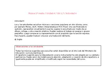 Artes Musicales 1 medio-Unidad 4-OA1;7-Actividad 4 Artes Musicales 1 medio-Unidad 4-OA1;7-Actividad 4