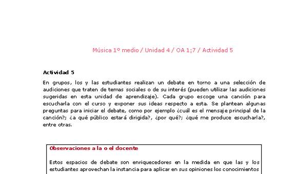 Artes Musicales 1 medio-Unidad 4-OA1;7-Actividad 5 Artes Musicales 1 medio-Unidad 4-OA1;7-Actividad 5
