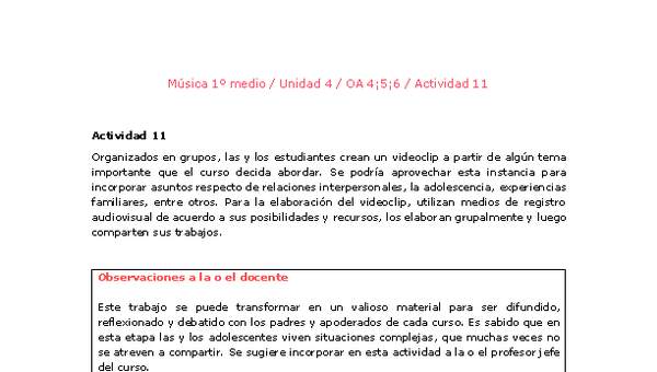 Artes Musicales 1 medio-Unidad 4-OA4;5;6-Actividad 11 Artes Musicales 1 medio-Unidad 4-OA4;5;6-Actividad 11