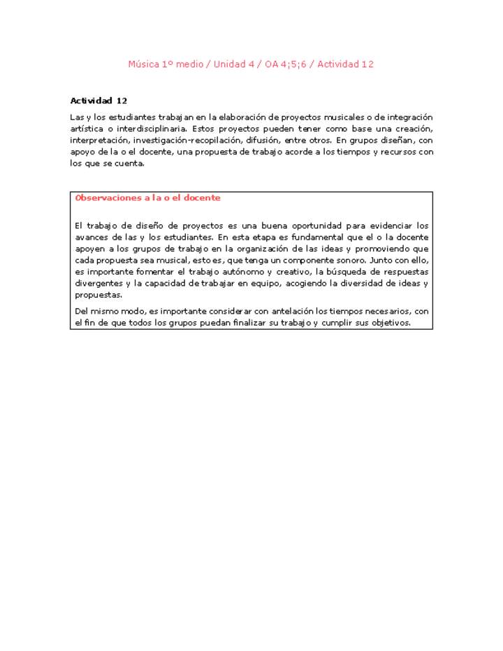 Artes Musicales 1 medio-Unidad 4-OA4;5;6-Actividad 12 Artes Musicales 1 medio-Unidad 4-OA4;5;6-Actividad 12