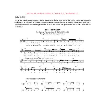 Artes Musicales 1 medio-Unidad 4-OA4;5;6-Actividad 13 Artes Musicales 1 medio-Unidad 4-OA4;5;6-Actividad 13