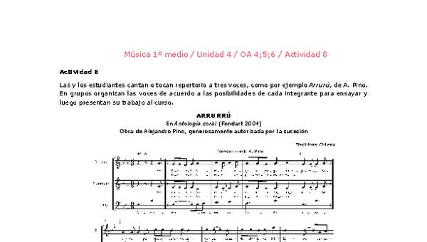 Artes Musicales 1 medio-Unidad 4-OA4;5;6-Actividad 8 Artes Musicales 1 medio-Unidad 4-OA4;5;6-Actividad 8