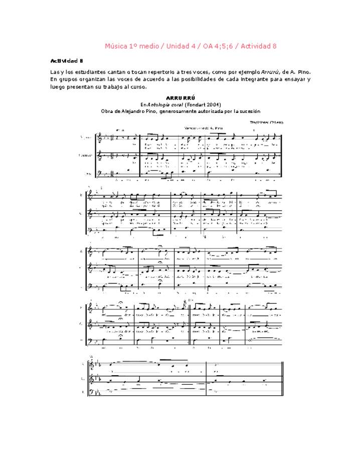 Artes Musicales 1 medio-Unidad 4-OA4;5;6-Actividad 8 Artes Musicales 1 medio-Unidad 4-OA4;5;6-Actividad 8