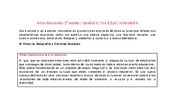 Artes Musicales 2 medio-Unidad 4-OA4;5;6-Actividad 4 Artes Musicales 2 medio-Unidad 4-OA4;5;6-Actividad 4