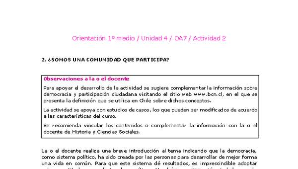 Orientación 1 medio-Unidad 4-OA7-Actividad 2 Orientación 1 medio-Unidad 4-OA7-Actividad 2