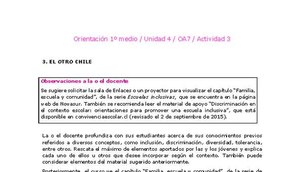 Orientación 1 medio-Unidad 4-OA7-Actividad 3 Orientación 1 medio-Unidad 4-OA7-Actividad 3