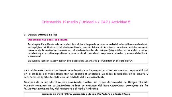 Orientación 1 medio-Unidad 4-OA7-Actividad 5 Orientación 1 medio-Unidad 4-OA7-Actividad 5