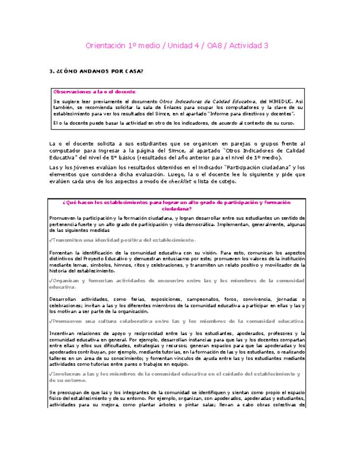 Orientación 1 medio-Unidad 4-OA8-Actividad 3 Orientación 1 medio-Unidad 4-OA8-Actividad 3
