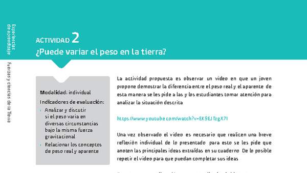 Sugerencia para el profesor: Actividad 2. ¿Puede variar el peso en la tierra? Sugerencia para el profesor: Actividad 2. ¿Puede variar el peso en la tierra?