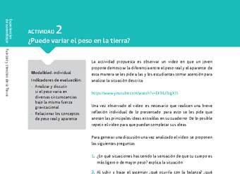 Sugerencia para el profesor: Actividad 2. ¿Puede variar el peso en la tierra? Sugerencia para el profesor: Actividad 2. ¿Puede variar el peso en la tierra?