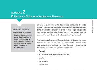 Sugerencia para el profesor: Actividad 2. El norte de Chile: una ventana al Universo