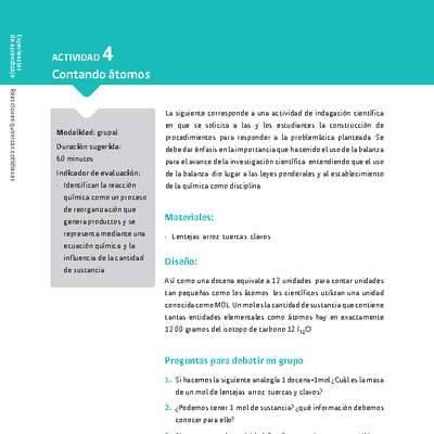 Sugerencia para el profesor: Actividad 4. Contando átomos Sugerencia para el profesor: Actividad 4. Contando átomos