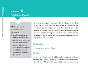 Sugerencia para el profesor: Actividad 4. Contando átomos Sugerencia para el profesor: Actividad 4. Contando átomos