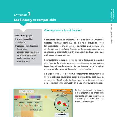 Sugerencia para el profesor: Actividad 3. Los óxidos y su composición Sugerencia para el profesor: Actividad 3. Los óxidos y su composición