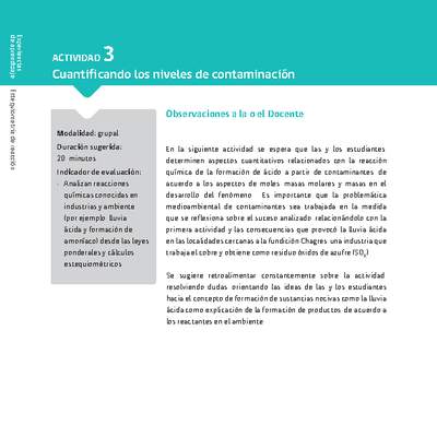 Sugerencia para el profesor: Actividad 3. Cuantificando los niveles de contaminación Sugerencia para el profesor: Actividad 3. Cuantificando los niveles de contaminación