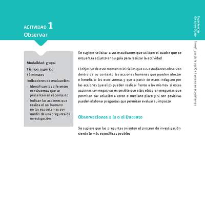 Sugerencia para el profesor: Actividad 1. Observar Sugerencia para el profesor: Actividad 1. Observar