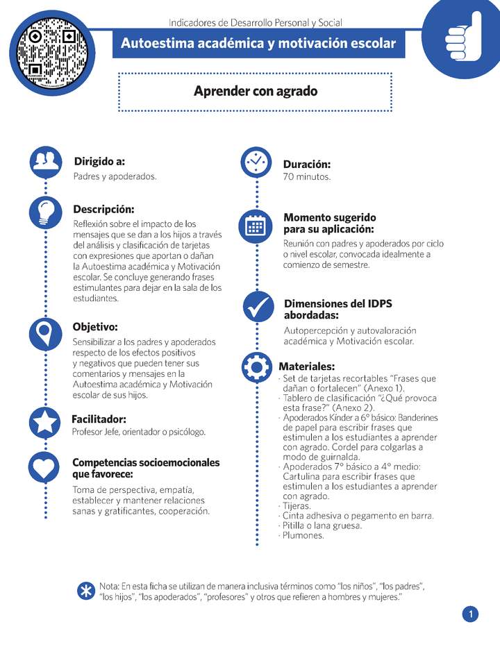 Ficha IDPS: Aprender con agrado. Ficha IDPS: Aprender con agrado.