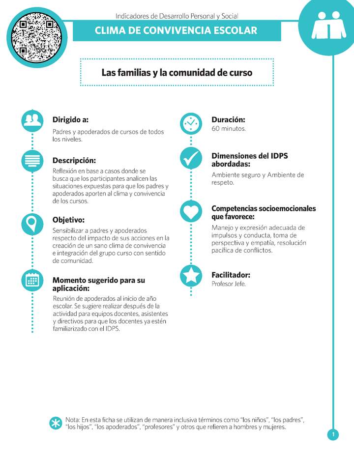 Ficha IDPS: Las familias y la comunidad de curso. Ficha IDPS: Las familias y la comunidad de curso.