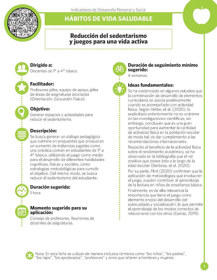 Ficha IDPS: Reducción del sedentarismo y juegos para una vida activa. Ficha IDPS: Reducción del sedentarismo y juegos para una vida activa.