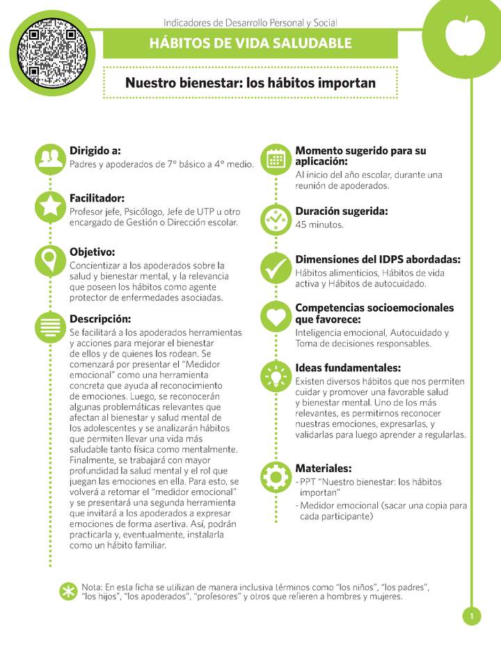 Ficha IDPS: Nuestro bienestar: los hábitos importan. Ficha IDPS: Nuestro bienestar: los hábitos importan.