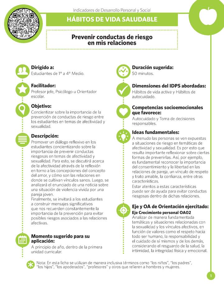 Ficha IDPS: Prevenir conductas de riesgo en mis relaciones. Ficha IDPS: Prevenir conductas de riesgo en mis relaciones.