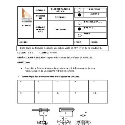 Guía de trabajo del estudiante Oleo-hidráulica circuitos Guía de trabajo del estudiante Oleo-hidráulica circuitos