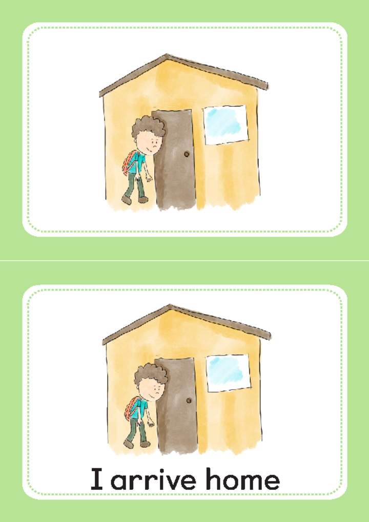 Tarjeta para imprimir o proyectar: I arrive home Tarjeta para imprimir o proyectar: I arrive home