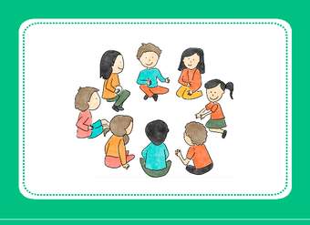 Tarjeta para imprimir o proyectar: Sit in a circle Tarjeta para imprimir o proyectar: Sit in a circle