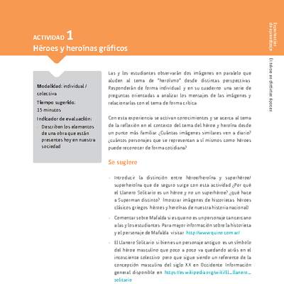 Sugerencia para el profesor: Actividad 1. Héroes y heroínas gráficos Sugerencia para el profesor: Actividad 1. Héroes y heroínas gráficos