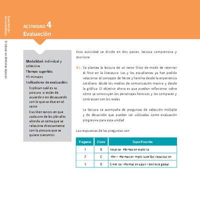 Sugerencia para el profesor: Actividad 4: Evaluación Sugerencia para el profesor: Actividad 4: Evaluación