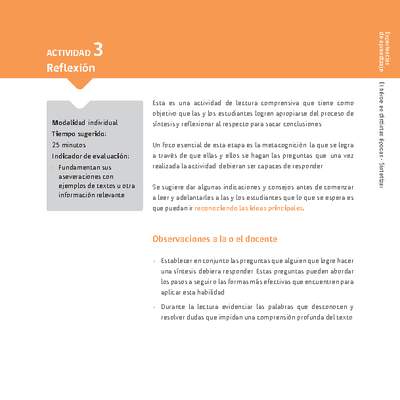 Sugerencia para el profesor: Actividad 3: Reflexión Sugerencia para el profesor: Actividad 3: Reflexión