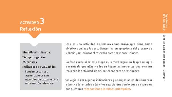 Sugerencia para el profesor: Actividad 3: Reflexión Sugerencia para el profesor: Actividad 3: Reflexión