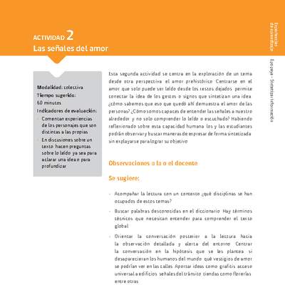 Sugerencia para el profesor: Actividad 2: Las señales del amor Sugerencia para el profesor: Actividad 2: Las señales del amor