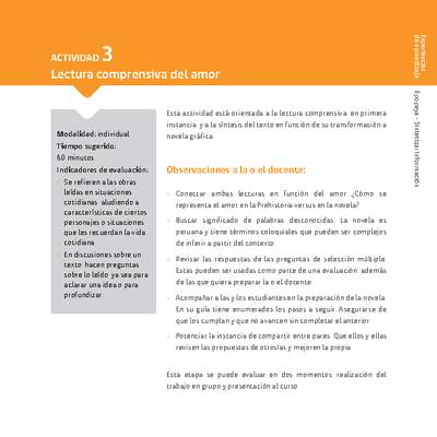 Sugerencia para el profesor: Actividad 3: Lectura comprensiva del amor Sugerencia para el profesor: Actividad 3: Lectura comprensiva del amor
