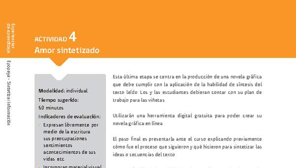 Sugerencia para el profesor: Actividad 4: Amor sintetizado Sugerencia para el profesor: Actividad 4: Amor sintetizado