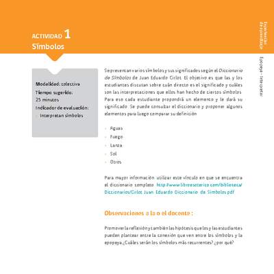 Sugerencia para el profesor:Actividad 1: Símbolos Sugerencia para el profesor:Actividad 1: Símbolos
