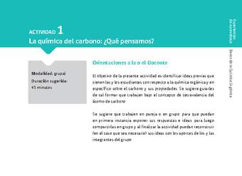 Sugerencia para el profesor: Actividad 1. La química del carbono, ¿qué pensamos? Sugerencia para el profesor: Actividad 1. La química del carbono, ¿qué pensamos?
