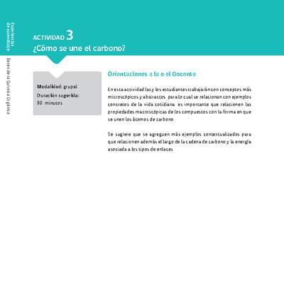 Sugerencia para el profesor: Actividad 3. ¿Cómo se une el carbono? Sugerencia para el profesor: Actividad 3. ¿Cómo se une el carbono?