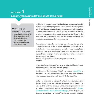 Sugerencia para el profesor: Actividad 1. Construyendo una definición de sexualidad Sugerencia para el profesor: Actividad 1. Construyendo una definición de sexualidad