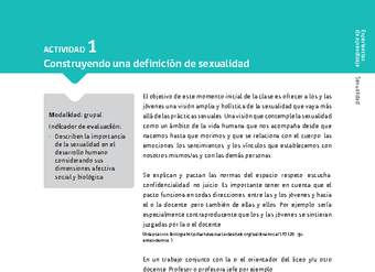 Sugerencia para el profesor: Actividad 1. Construyendo una definición de sexualidad Sugerencia para el profesor: Actividad 1. Construyendo una definición de sexualidad