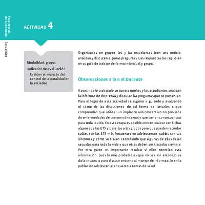 Sugerencia para el profesor: Actividad 4. Maternidad y paternidad responsable Sugerencia para el profesor: Actividad 4. Maternidad y paternidad responsable