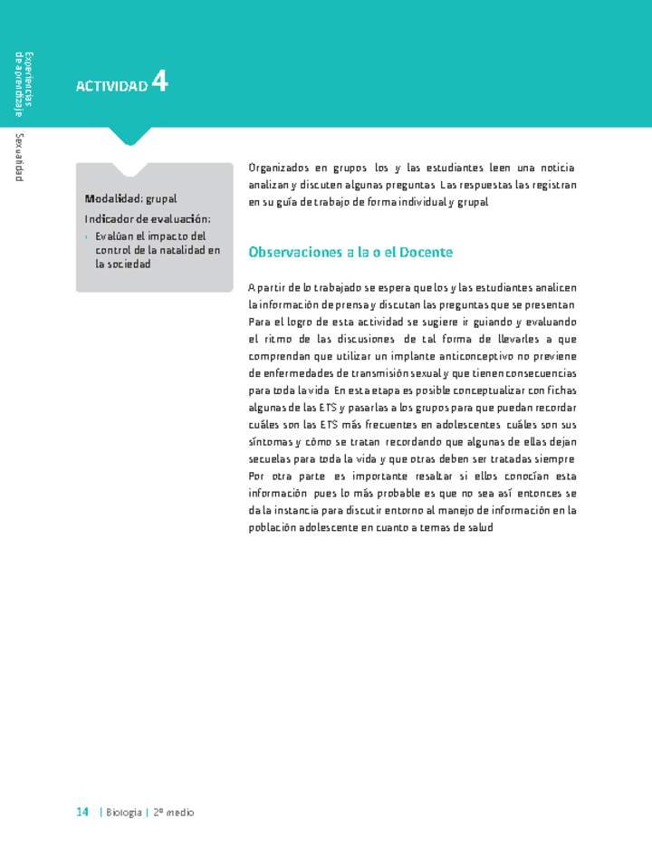 Sugerencia para el profesor: Actividad 4. Maternidad y paternidad responsable Sugerencia para el profesor: Actividad 4. Maternidad y paternidad responsable