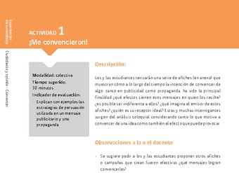 Sugerencia para el profesor: Actividad 1: ¡Me convencieron! Sugerencia para el profesor: Actividad 1: ¡Me convencieron!