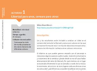 Sugerencia para el profesor: Actividad 1: Libertad para unos, censura para otros Sugerencia para el profesor: Actividad 1: Libertad para unos, censura para otros